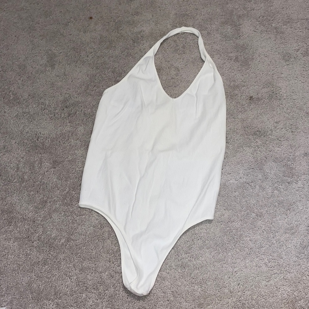 White halter bodysuit